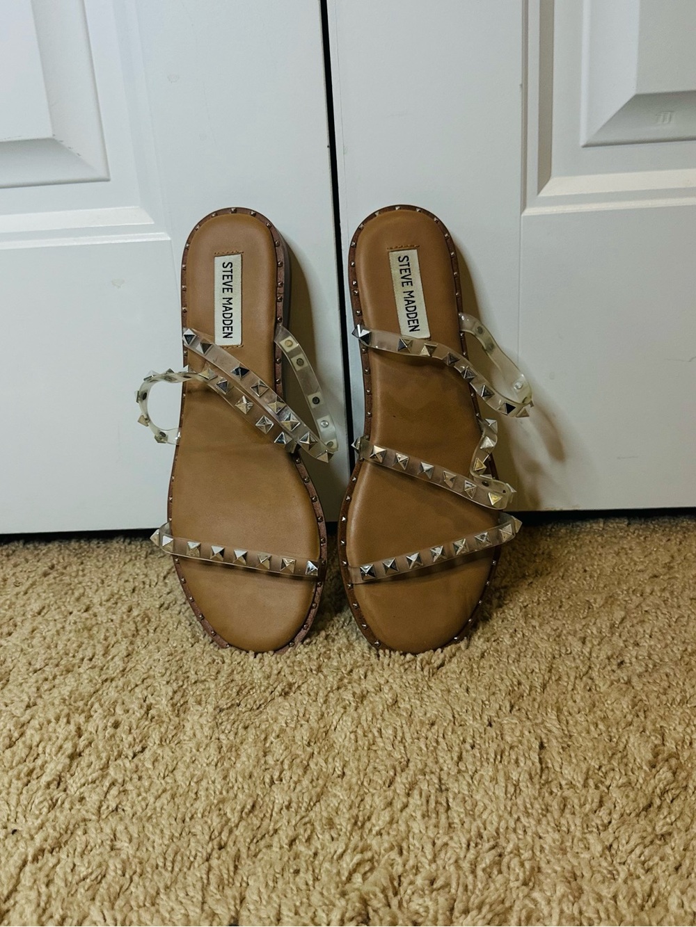 Steve Madden Women's Tan Studded Strappy Sandals